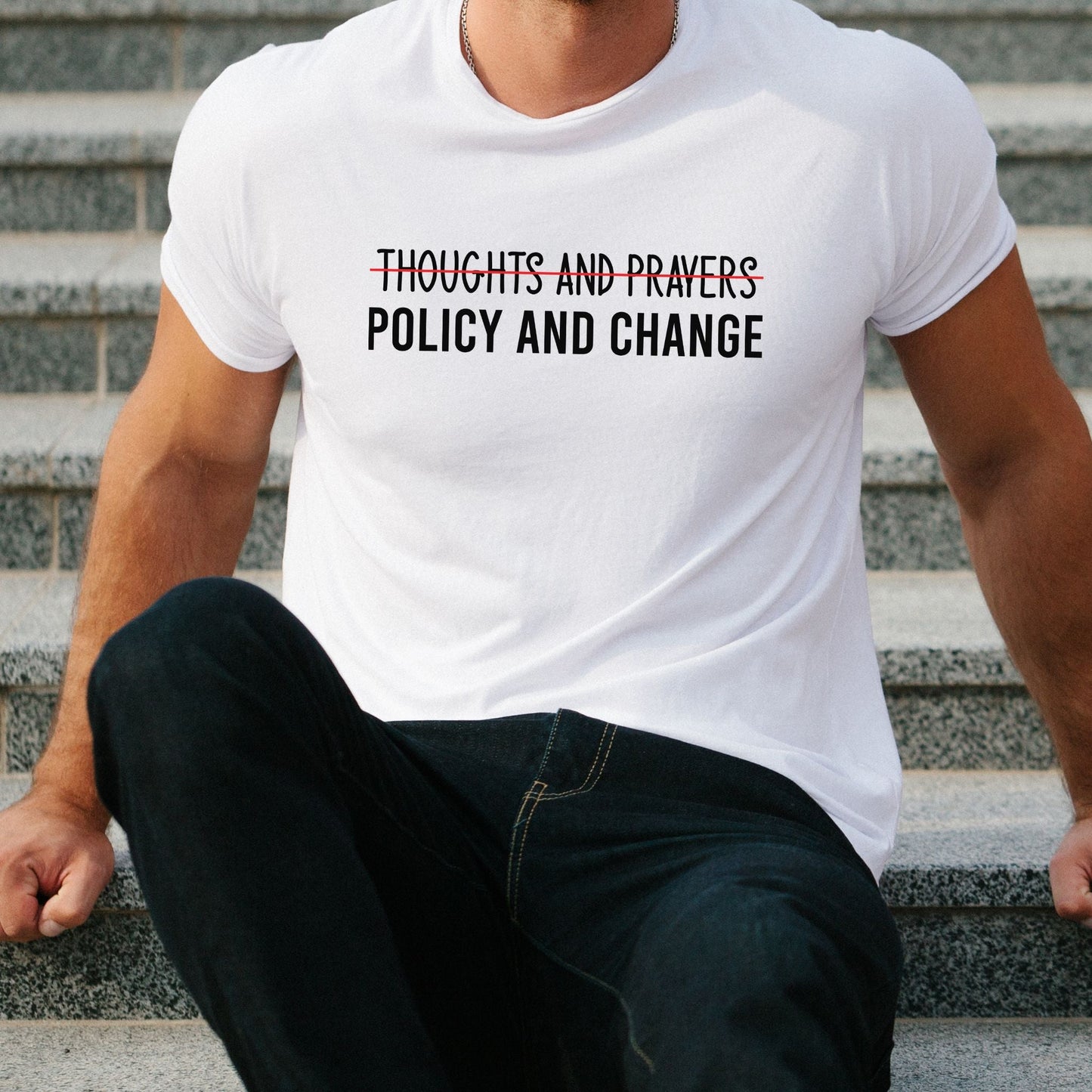 Policy and Change T-Shirt Model in White 