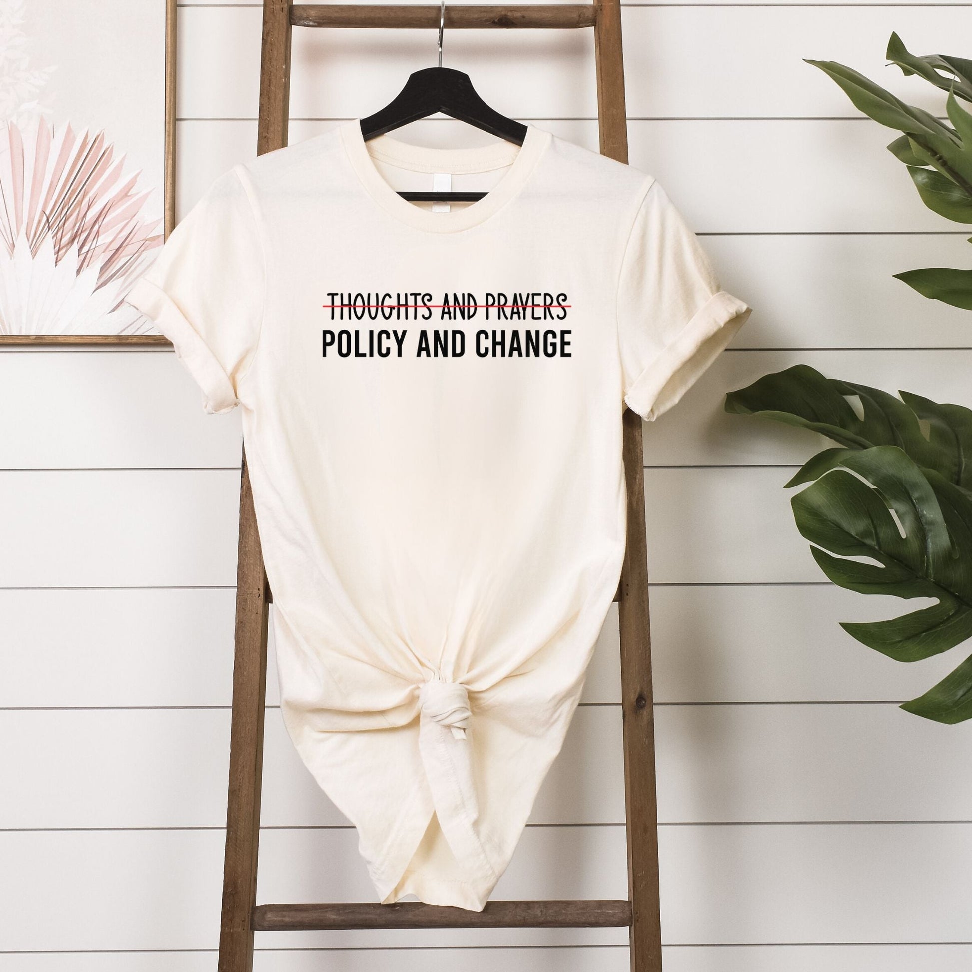 Policy and Change T-Shirt Hanging in Natural 